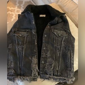Denim & Supply Ralph Lauren black denim distressed vest